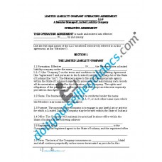 Limited Liability Company Operating Agreement (Member Managed) - Indiana